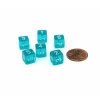 Dice>Translucent 9mm Mini 6 Sided D6 Dice, 6 Pieces - Teal with White Numbers - Your Source for Gaming Essentials