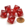 Dice>Translucent 15mm 8 Sided D8 Chessex Dice, 6 Pieces - Red with White - Your Source for Gaming Essentials