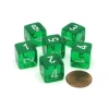 Dice>Translucent 15mm 6 Sided D6 Chessex Dice, 6 Pieces - Green with White Numbers - Your Source for Gaming Essentials