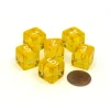 Dice>Translucent 15mm 6-Sided D6 Chessex Dice, 6 Pieces - Yellow with White Numbers - Your Source for Gaming Essentials