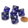 Dice>Translucent 15mm 8 Sided D8 Chessex Dice, 6 Pieces - Purple with White - Your Source for Gaming Essentials
