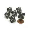 Dice>Translucent 15mm 8 Sided D8 Chessex Dice, 6 Pieces - Smoke with White Numbers - Your Source for Gaming Essentials