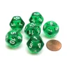 Dice>Translucent 18mm 12 Sided D12 Chessex Dice, 6 Pieces - Green with White - Your Source for Gaming Essentials