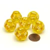 Dice>Translucent 18mm 12 Sided D12 Chessex Dice, 6 Pieces - Yellow with White Numbers - Your Source for Gaming Essentials