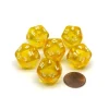 Dice>Translucent 20mm 20 Sided D20 Chessex Dice, 6 Pieces - Yellow with White Numbers - Your Source for Gaming Essentials
