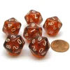Dice>Translucent 18mm 20-Sided D10 Dice Numbered 0-9 Twice, 6 Pieces - Brown - Your Source for Gaming Essentials