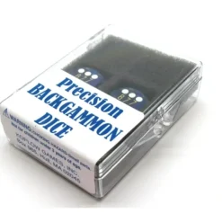 Dice>Transparent Precision Backgammon 5/8" Dice, 2 Die in Case - Blue with White Pips - Your Source for Gaming Essentials