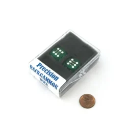 Dice>Transparent Precision Backgammon 5/8" Dice, 2 Die in Case- Green with White Pips - Your Source for Gaming Essentials