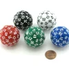 Dice>Tube of 5 D60 (60-Sided) 35mm Dice - 1 Each of Green White Blue Black Red - Your Source for Gaming Essentials