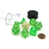 Dice>Tube of 7 Polyhedral RPG Sirius Dice with Bonus D20 - Translucent Green Resin - Your Source for Gaming Essentials