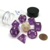 Dice>Tube of 7 Polyhedral RPG Sirius Dice with Bonus D20 - Translucent Purple Resin - Your Source for Gaming Essentials