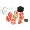 Dice>Tube of 7 Polyhedral RPG Sirius Dice with Bonus D20- Red Cloud Transparent Resin - Your Source for Gaming Essentials