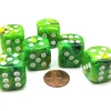 Dice>Vortex 20mm Big D6 Chessex Dice, 6 Pieces - Dandelion with White Pips - Your Source for Gaming Essentials