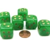 Dice>Vortex 20mm Big D6 Chessex Dice, 6 Pieces - Green with Gold Pips - Your Source for Gaming Essentials