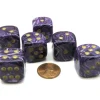 Dice>Vortex 20mm Big D6 Chessex Dice, 6 Pieces - Purple with Gold Pips - Your Source for Gaming Essentials