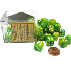 Dice>Vortex 12mm D6 Chessex Dice Block (36 Dice) - Dandelion with White Pips - Your Source for Gaming Essentials