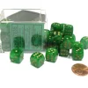 Dice>Vortex 12mm D6 Chessex Dice Block (36 Dice) - Green with Gold Pips - Your Source for Gaming Essentials