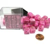 Dice>Vortex 12mm D6 Chessex Dice Block (36 Dice) - Pink with Gold Pips - Your Source for Gaming Essentials