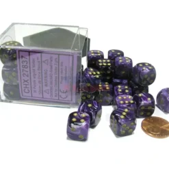 Dice>Vortex 12mm D6 Chessex Dice Block (36 Dice) - Purple with Gold Pips - Your Source for Gaming Essentials