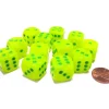 Dice>Vortex 16mm D6 Chessex Dice Block (12 Dice) - Bright Electric Yellow with Green - Your Source for Gaming Essentials