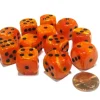 Dice>Vortex 16mm D6 Chessex Dice Block (12 Dice) - Orange with Black Pips - Your Source for Gaming Essentials