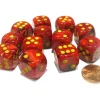 Dice>Vortex 16mm D6 Chessex Dice Block (12 Dice) - Red with Yellow Pips - Your Source for Gaming Essentials