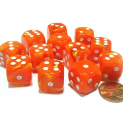 Dice>Vortex 16mm D6 Chessex Dice Block (12 Dice) - Solar with White Pips - Your Source for Gaming Essentials