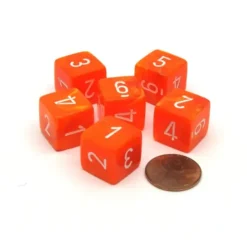 Dice>Vortex 15mm D6 Polyhedral Chessex Dice, 6 Pieces - Solar with White Numbers - Your Source for Gaming Essentials