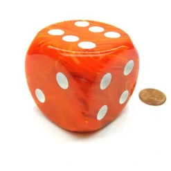 Dice>Vortex 50mm Huge Large D6 Chessex Dice, 1 Piece - Solar with White Pips - Your Source for Gaming Essentials
