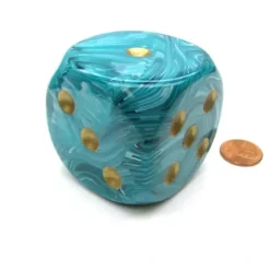 Dice>Vortex 50mm Huge Large D6 Chessex Dice, 1 Piece - Teal with Gold Pips - Your Source for Gaming Essentials