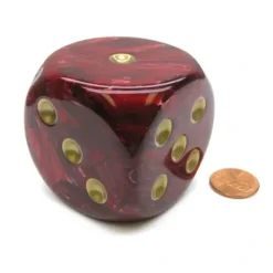 Dice>Vortex 50mm Huge Large D6 Chessex Dice, 1 Piece - Burgundy with Gold Pips - Your Source for Gaming Essentials