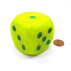 Dice>Vortex 50mm Huge Large D6 Chessex Dice, 1 Piece - Electric Yellow with Green Pip - Your Source for Gaming Essentials