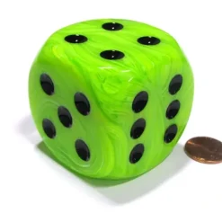 Dice>Vortex 50mm Huge Large D6 Chessex Dice, 1 Piece - Green with Black Pips - Your Source for Gaming Essentials
