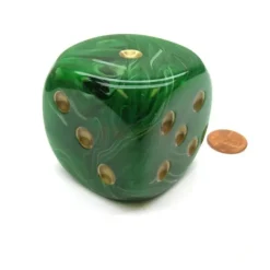 Dice>Vortex 50mm Huge Large D6 Chessex Dice, 1 Piece - Green with Gold Pips - Your Source for Gaming Essentials