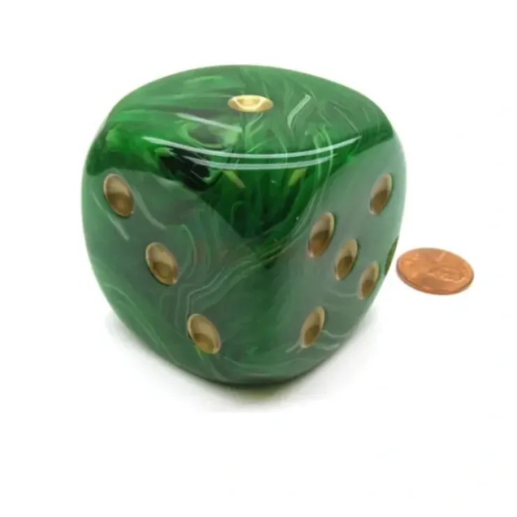 Dice>Vortex 50mm Huge Large D6 Chessex Dice, 1 Piece - Green with Gold Pips - Your Source for Gaming Essentials