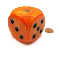 Dice>Vortex 50mm Huge Large D6 Chessex Dice, 1 Piece - Orange with Black Pips - Your Source for Gaming Essentials