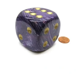 Dice>Vortex 50mm Huge Large D6 Chessex Dice, 1 Piece - Purple with Gold Pips - Your Source for Gaming Essentials