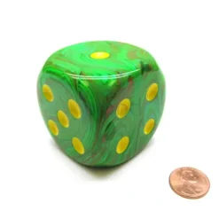 Dice>Vortex 50mm Huge Large D6 Chessex Dice, 1 Piece - Slime with Yellow Pips - Your Source for Gaming Essentials