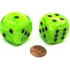Dice>Vortex 30mm Large D6 Chessex Dice, 2 Pieces - Bright Green with Black Pips - Your Source for Gaming Essentials