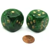 Dice>Vortex 30mm Large D6 Chessex Dice, 2 Pieces - Green with Gold Pips - Your Source for Gaming Essentials