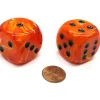 Dice>Vortex 30mm Large D6 Chessex Dice, 2 Pieces - Orange with Black Pips - Your Source for Gaming Essentials
