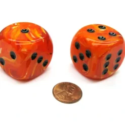 Dice>Vortex 30mm Large D6 Chessex Dice, 2 Pieces - Orange with Black Pips - Your Source for Gaming Essentials
