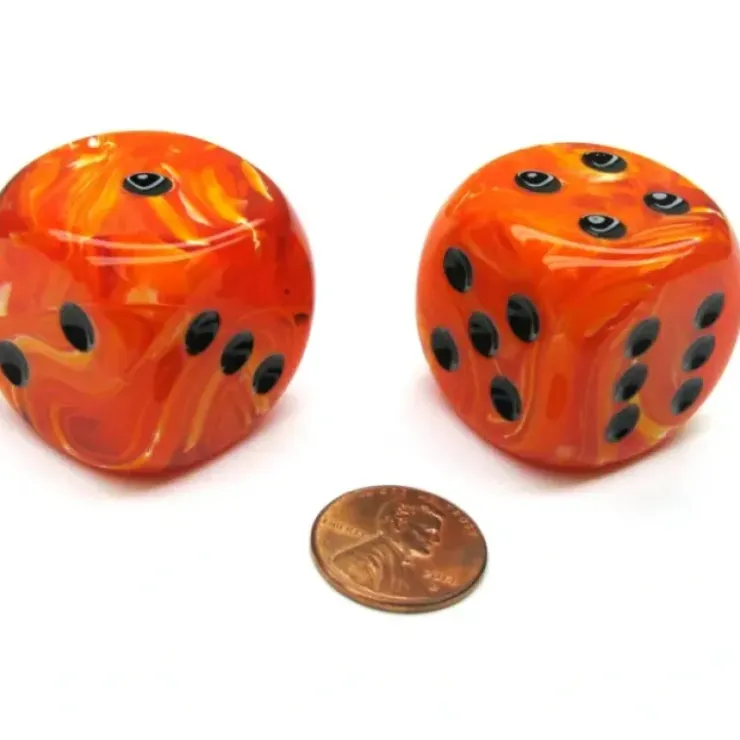 Dice>Vortex 30mm Large D6 Chessex Dice, 2 Pieces - Orange with Black Pips - Your Source for Gaming Essentials