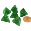 Dice>Vortex 18mm 4 Sided D4 Chessex Dice, 6 Pieces - Green with Gold - Your Source for Gaming Essentials