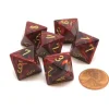 Dice>Vortex 15mm 8 Sided D8 Chessex Dice, 6 Pieces - Burgundy with Gold - Your Source for Gaming Essentials