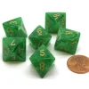 Dice>Vortex 15mm 8 Sided D8 Chessex Dice, 6 Pieces - Green with Gold - Your Source for Gaming Essentials