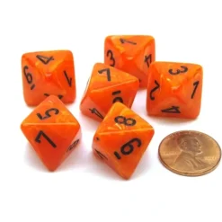 Dice>Vortex 15mm 8 Sided D8 Chessex Dice, 6 Pieces - Orange with Black - Your Source for Gaming Essentials