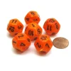 Dice>Vortex 18mm 12 Sided D12 Chessex Dice, 6 Pieces - Orange with Black - Your Source for Gaming Essentials