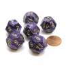 Dice>Vortex 18mm 12 Sided D12 Chessex Dice, 6 Pieces - Purple with Gold - Your Source for Gaming Essentials