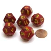 Dice>Vortex 18mm 12 Sided D12 Chessex Dice, 6 Pieces - Red with Yellow - Your Source for Gaming Essentials